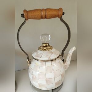 MacKenzie-Childs Mocha Check Tea Kettle
